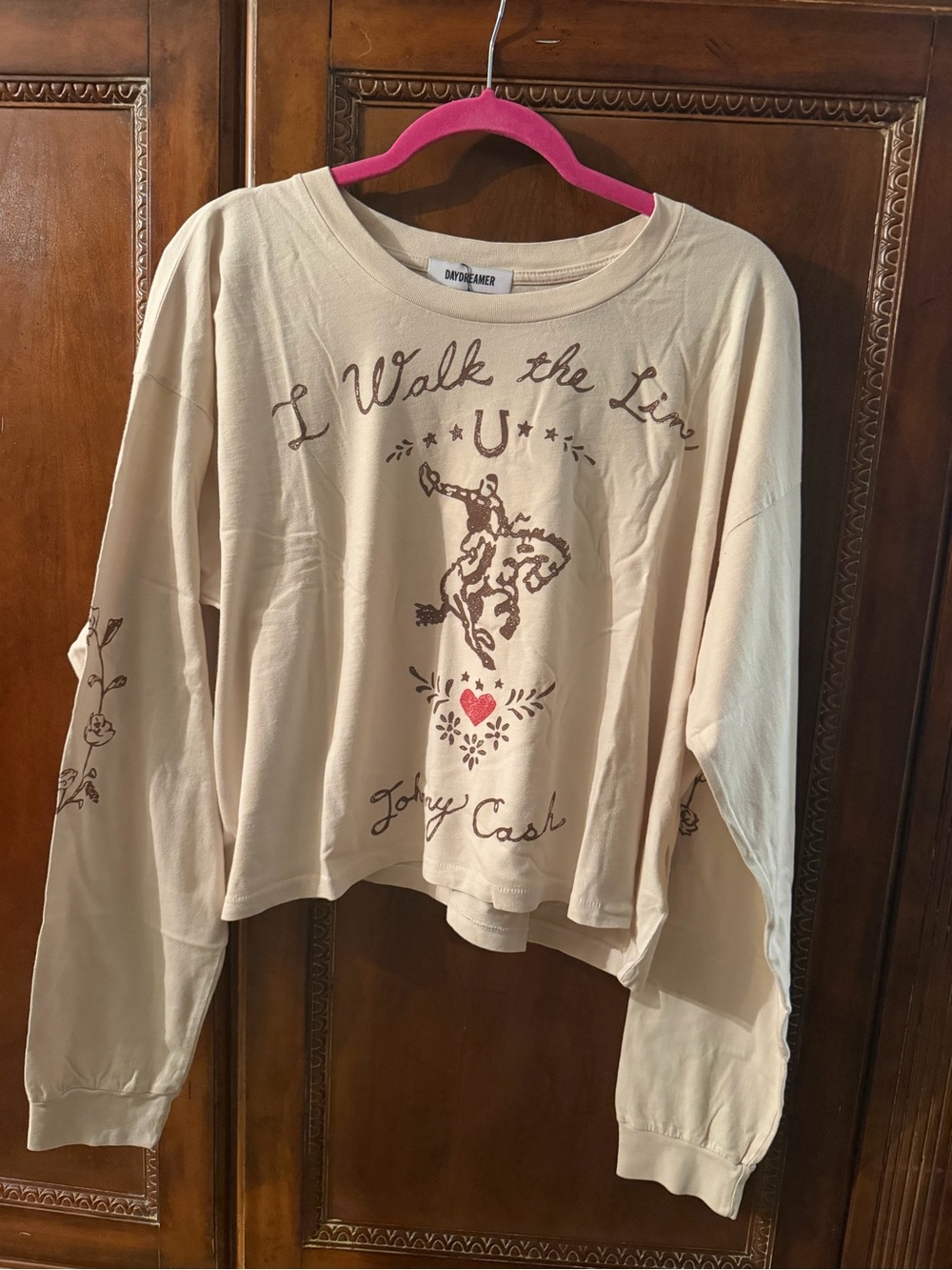 Daydreamer Cream Johnny Cash Graphic Long Sleeve Sweatshirt